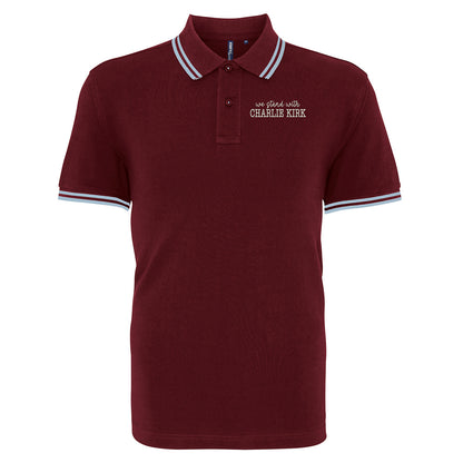 We Stand With Charlie Kirk Tipped Polo Shirt