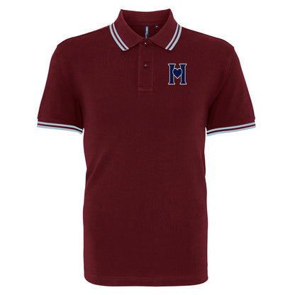 Retro Old School Hearts Football Tipped Polo Shirt