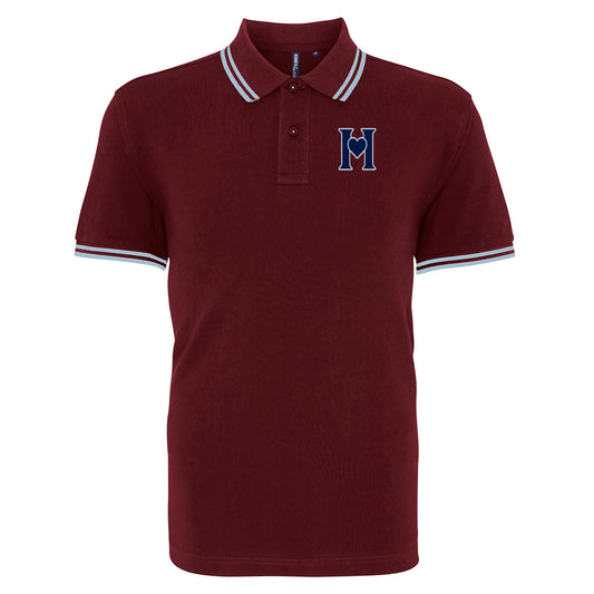 Retro Old School Hearts Football Tipped Polo Shirt