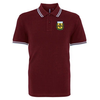 Old School Argentina Football Tipped Polo Shirt 