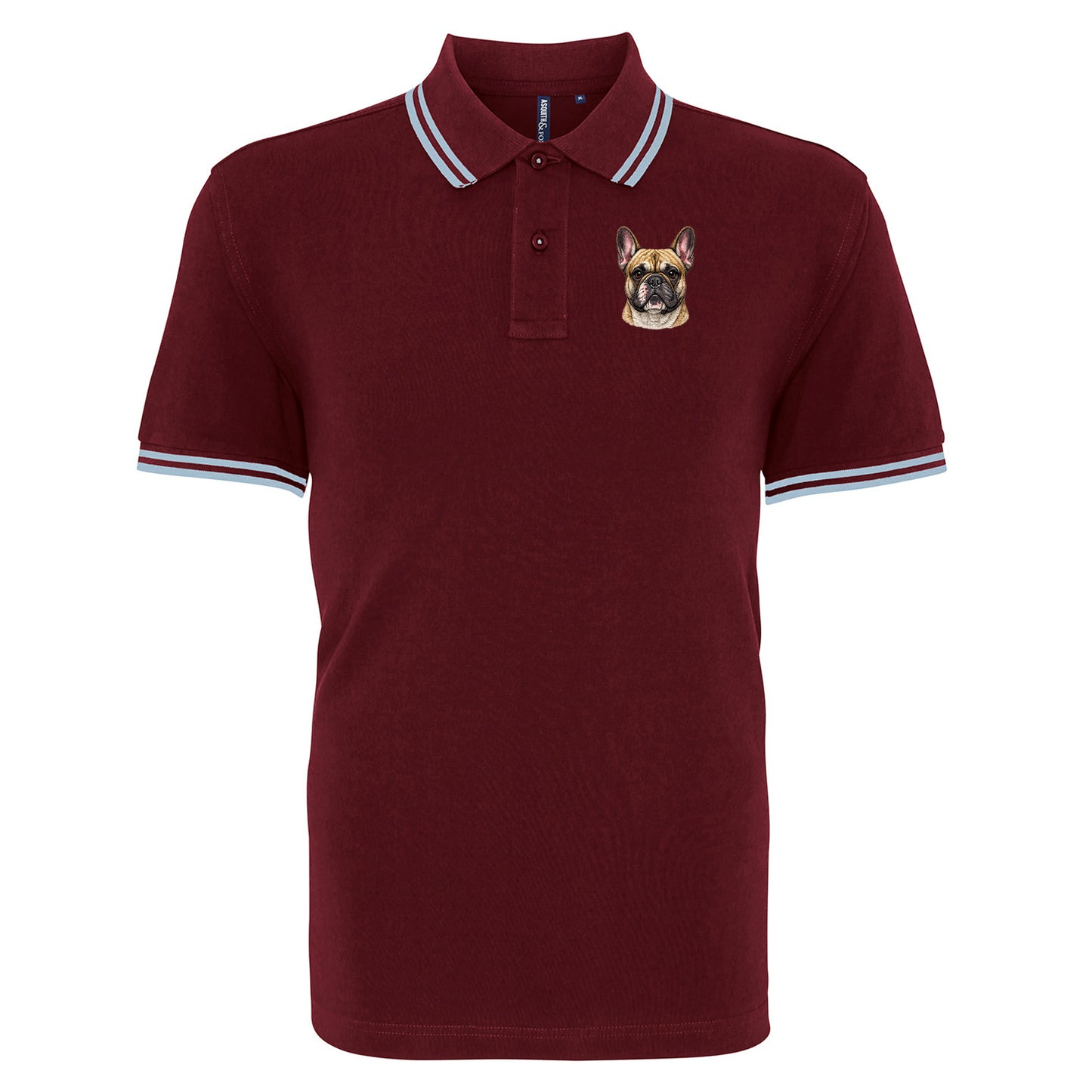 French Bulldog Dog Face Tipped Polo Shirt