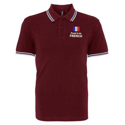 Proud to be French Embroidered Tipped Polo Shirt