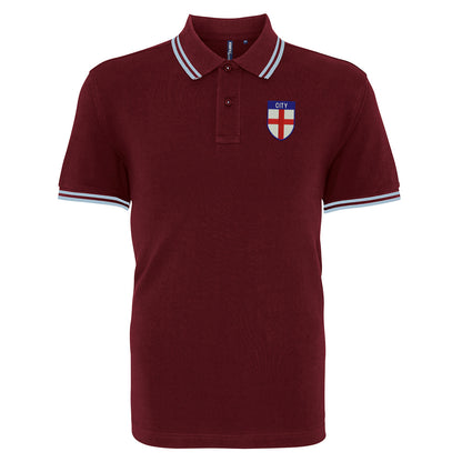 City Flag of England Shield Tipped Embroidered Polo Shirt