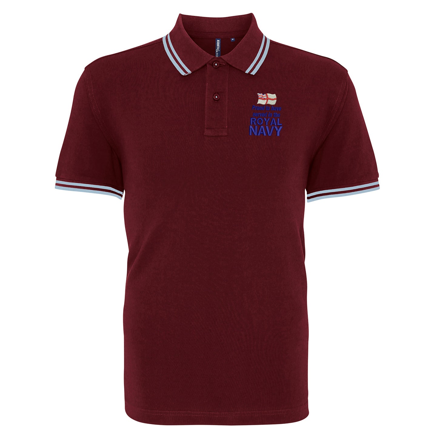 Proud to Have Served in The Royal Navy Embroidered Tipped Polo Shirt