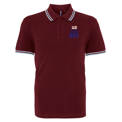 Proud to Have Served in The Royal Navy Embroidered Tipped Polo Shirt
