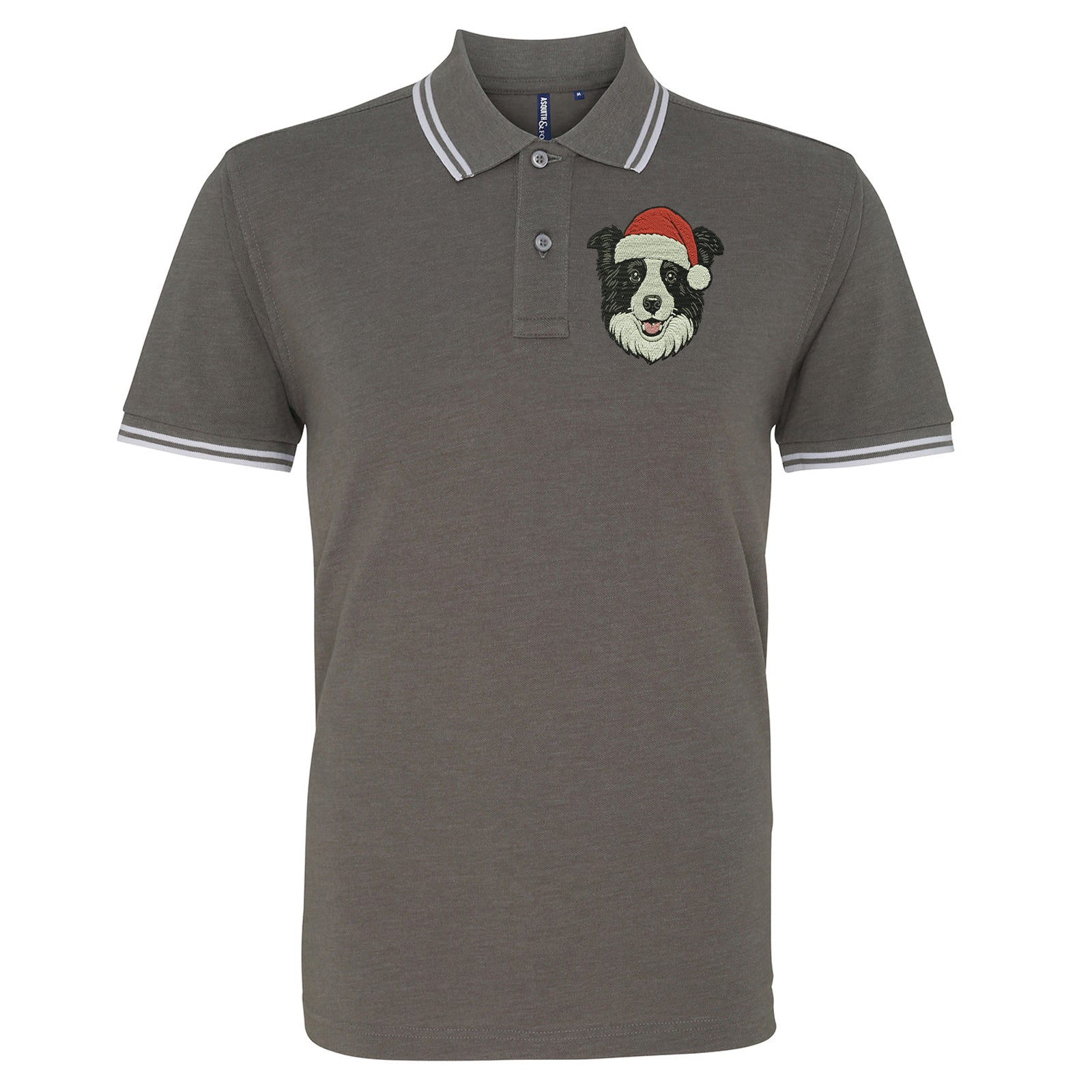 Border Collie Christmas Tipped Polo Shirt