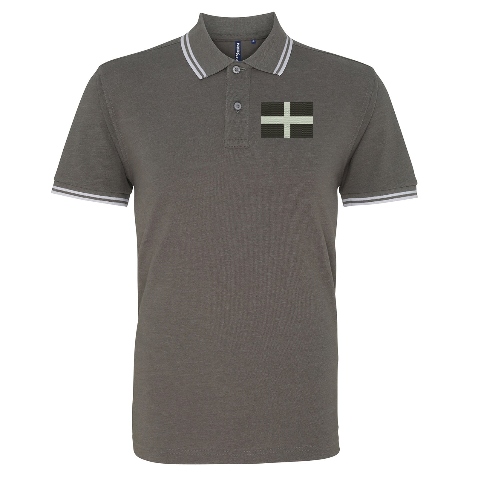 Saint Pirans Flag Embroidered Tipped Polo Shirt