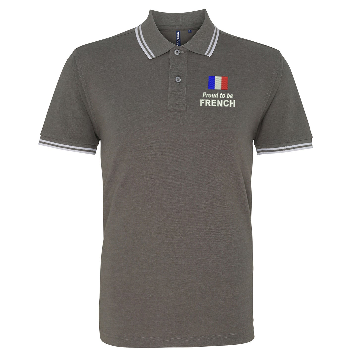 Proud to be French Embroidered Tipped Polo Shirt