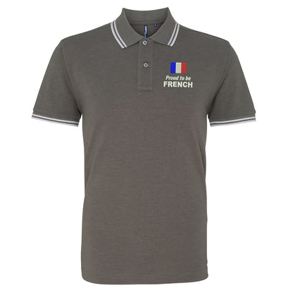 Proud to be French Embroidered Tipped Polo Shirt