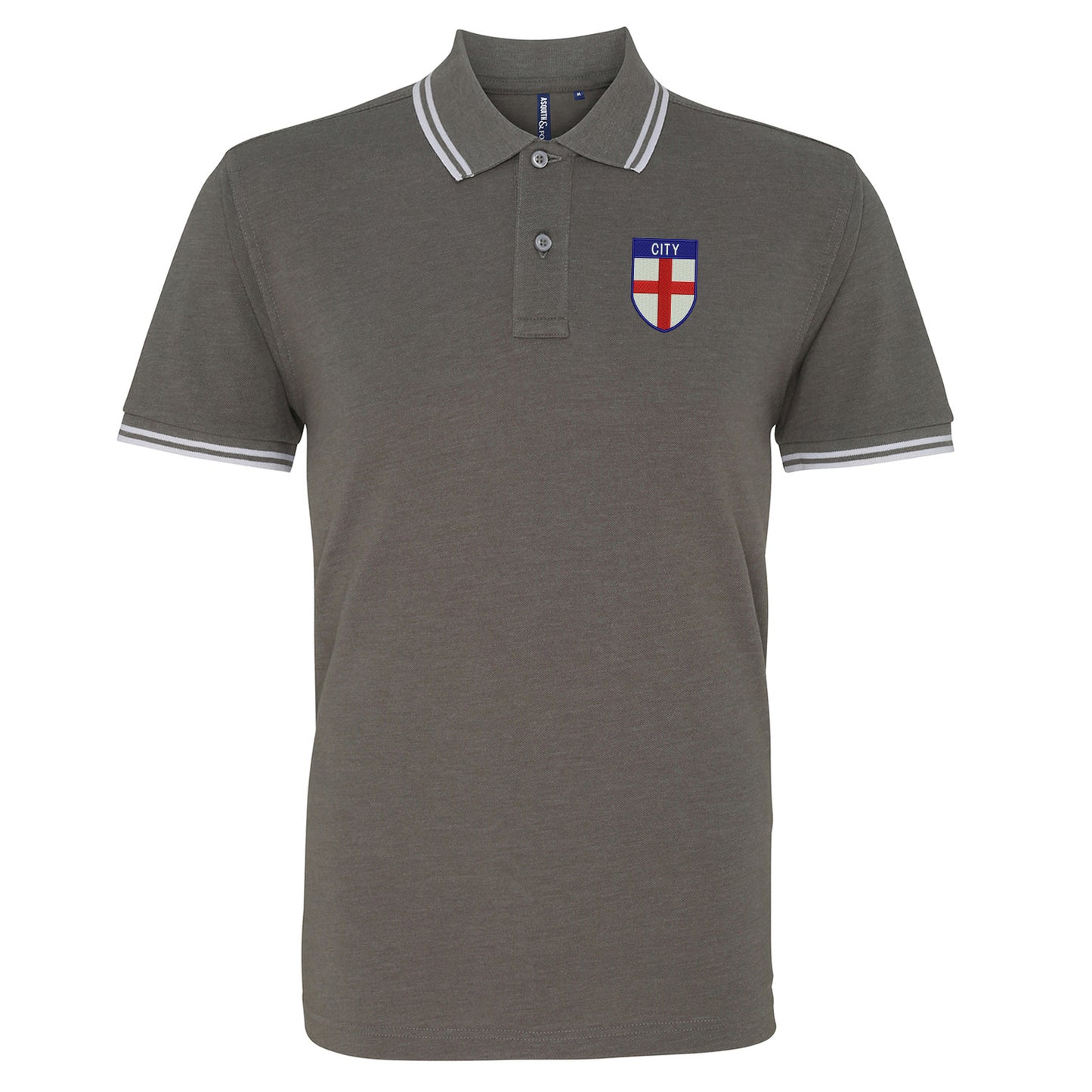 City Flag of England Shield Tipped Embroidered Polo Shirt