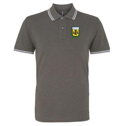 Old School Argentina Football Tipped Polo Shirt 