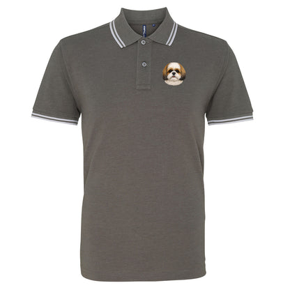 Shih Tzu Dog Face Tipped Polo Shirt