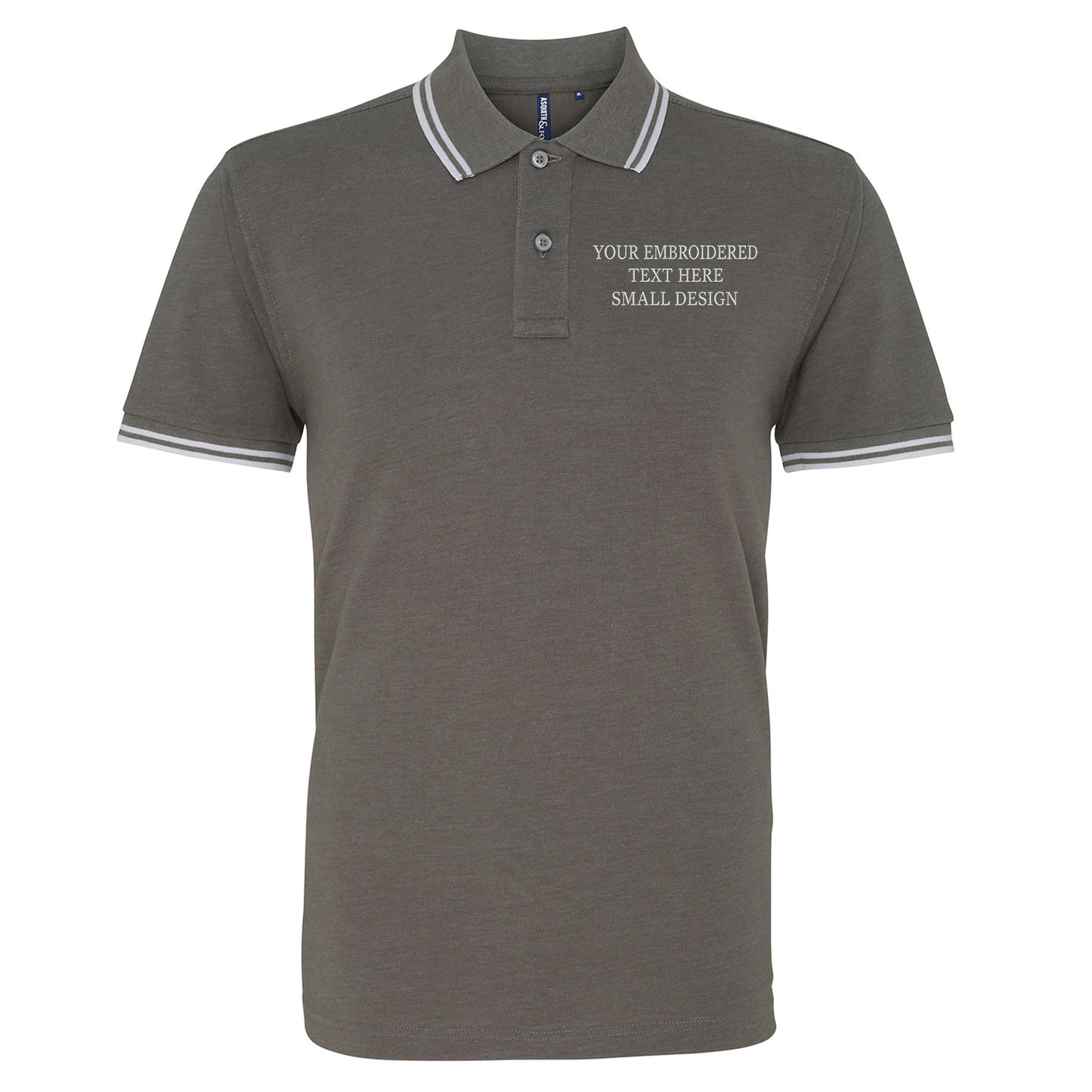 Personalised Custom Small Text Embroidered Tipped Polo Shirt