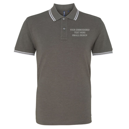 Personalised Custom Small Text Embroidered Tipped Polo Shirt