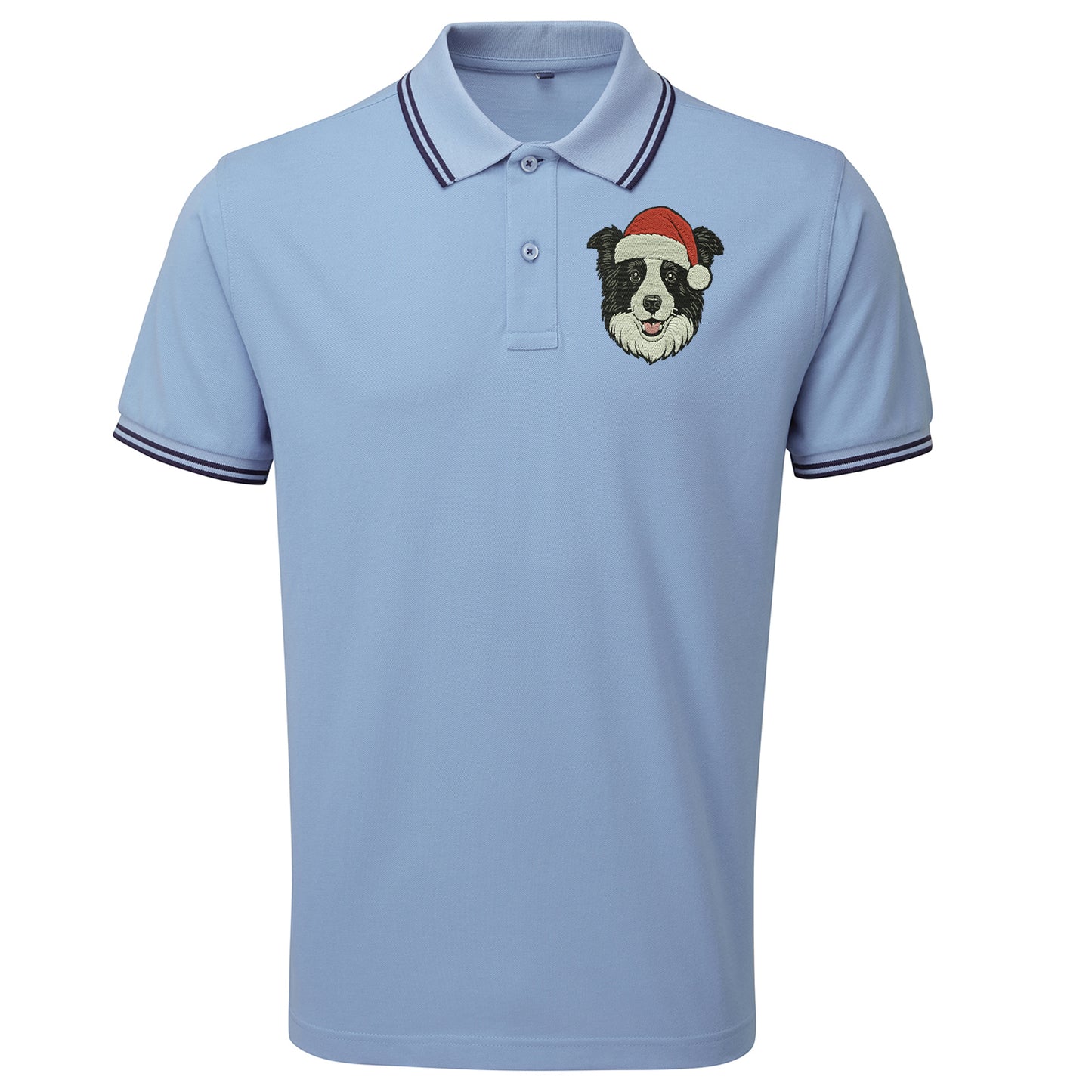 Border Collie Christmas Tipped Polo Shirt