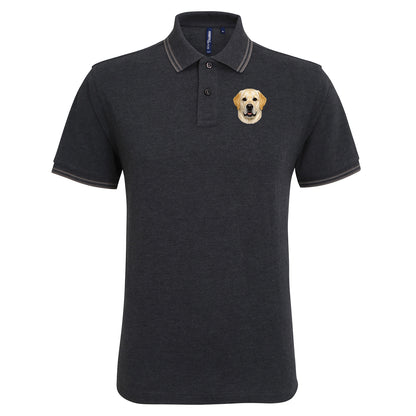 Yellow Labrador Dog Face Tipped Polo Shirt