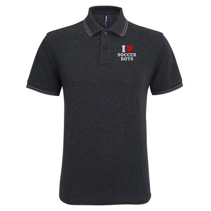 I Love Soccer Boys Tipped Polo Shirt 