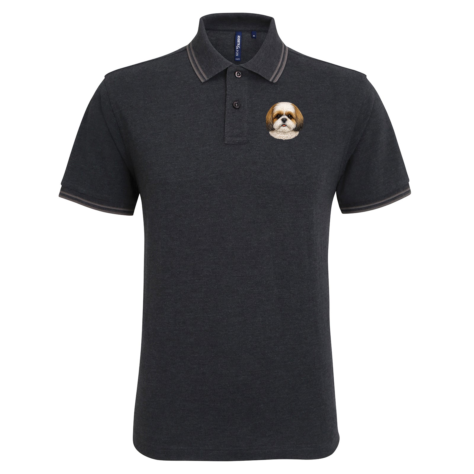 Shih Tzu Dog Face Tipped Polo Shirt