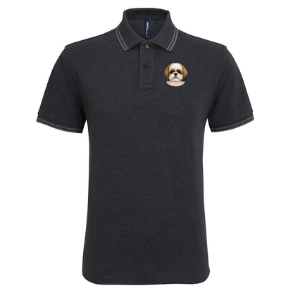 Shih Tzu Dog Face Tipped Polo Shirt