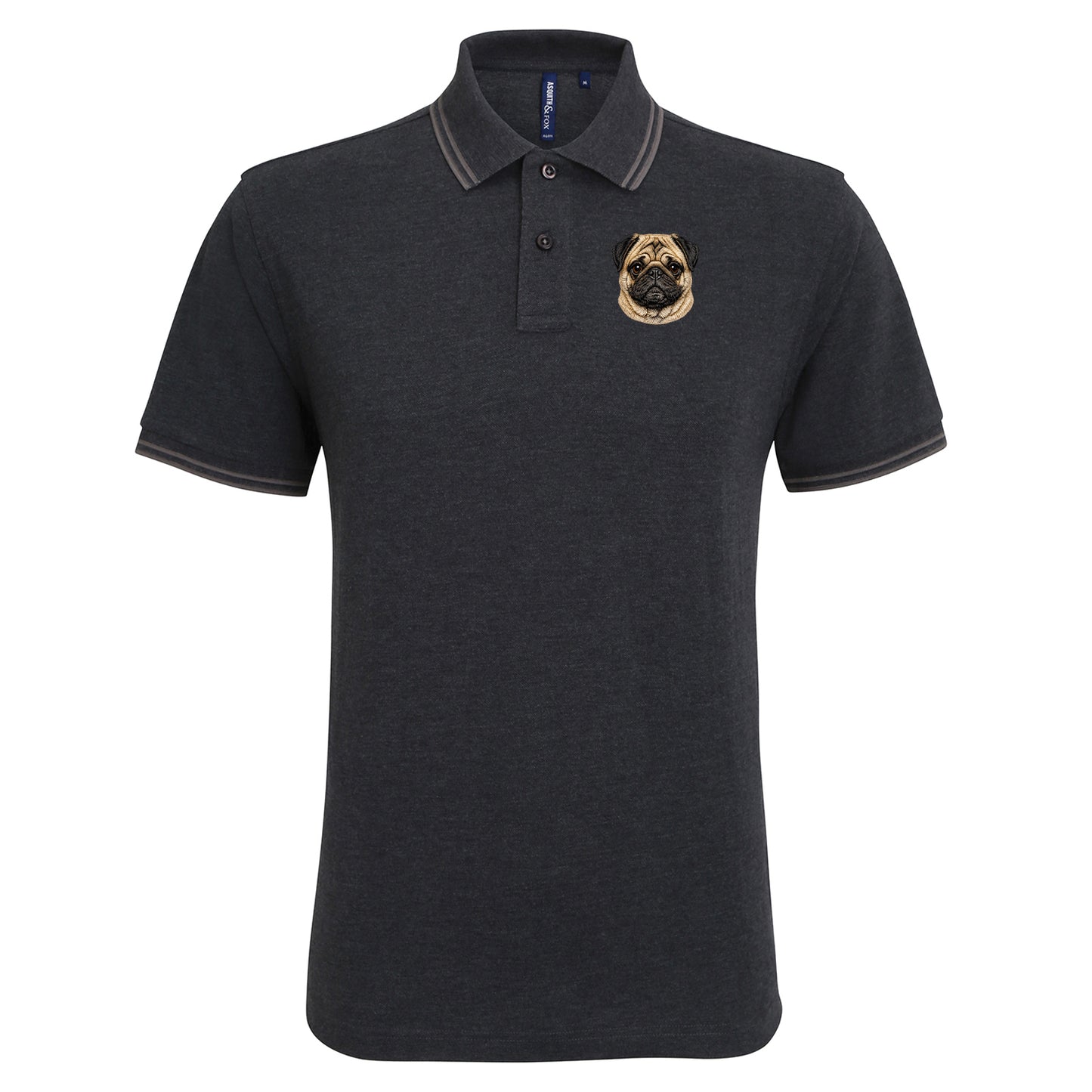 Pug Dog Face Tipped Polo Shirt