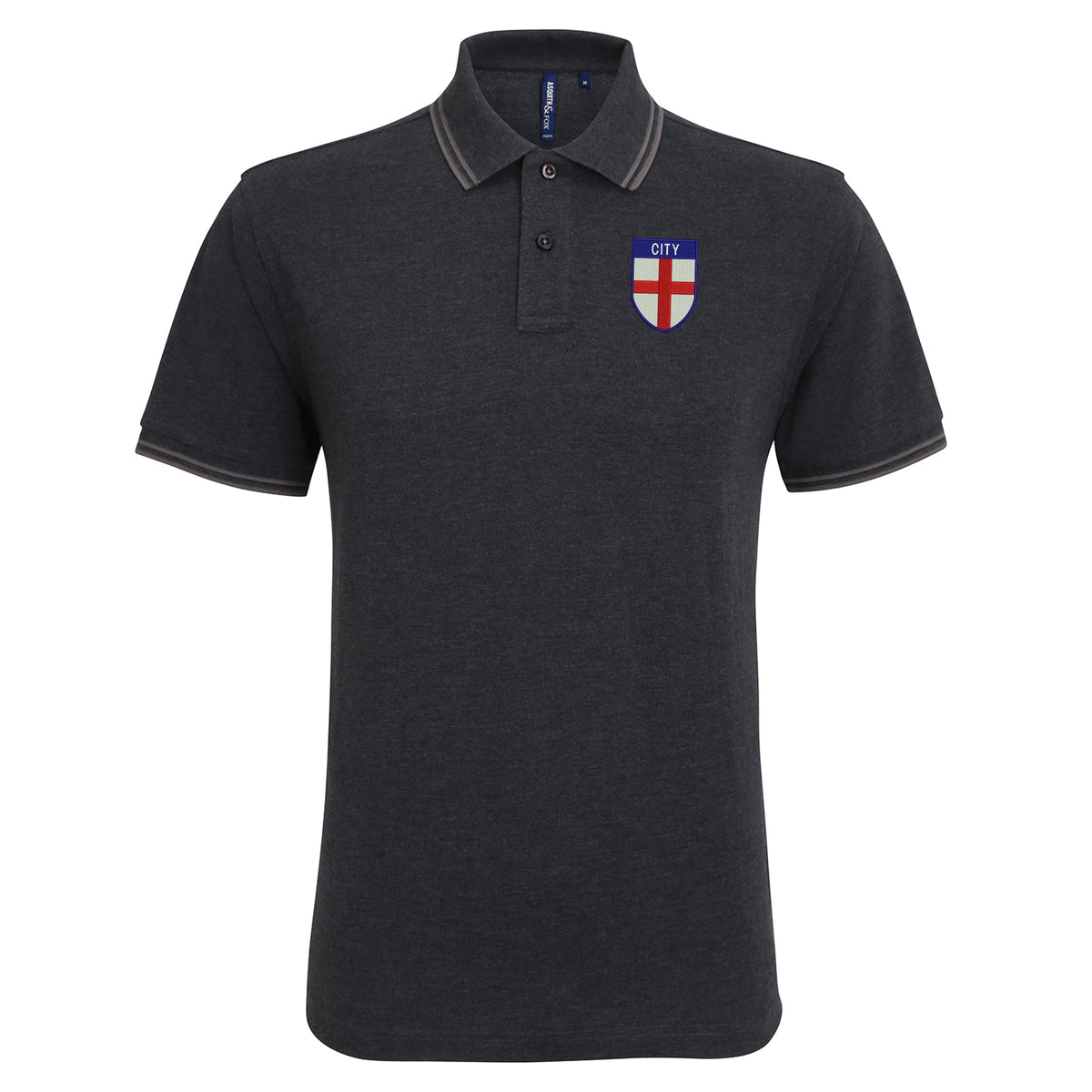 City Flag of England Shield Tipped Embroidered Polo Shirt