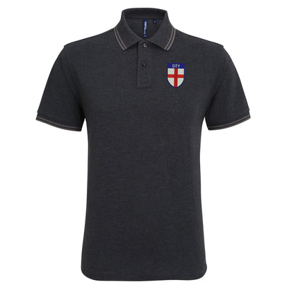 City Flag of England Shield Tipped Embroidered Polo Shirt