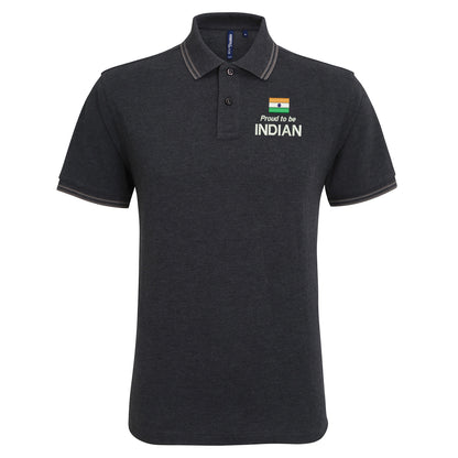 Proud to be Indian Embroidered Tipped Polo Shirt