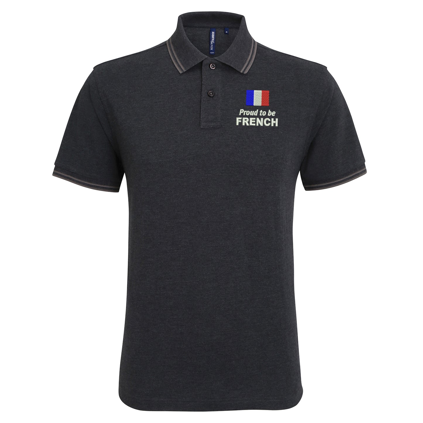 Proud to be French Embroidered Tipped Polo Shirt