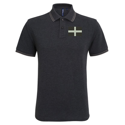 Saint Pirans Flag Embroidered Tipped Polo Shirt