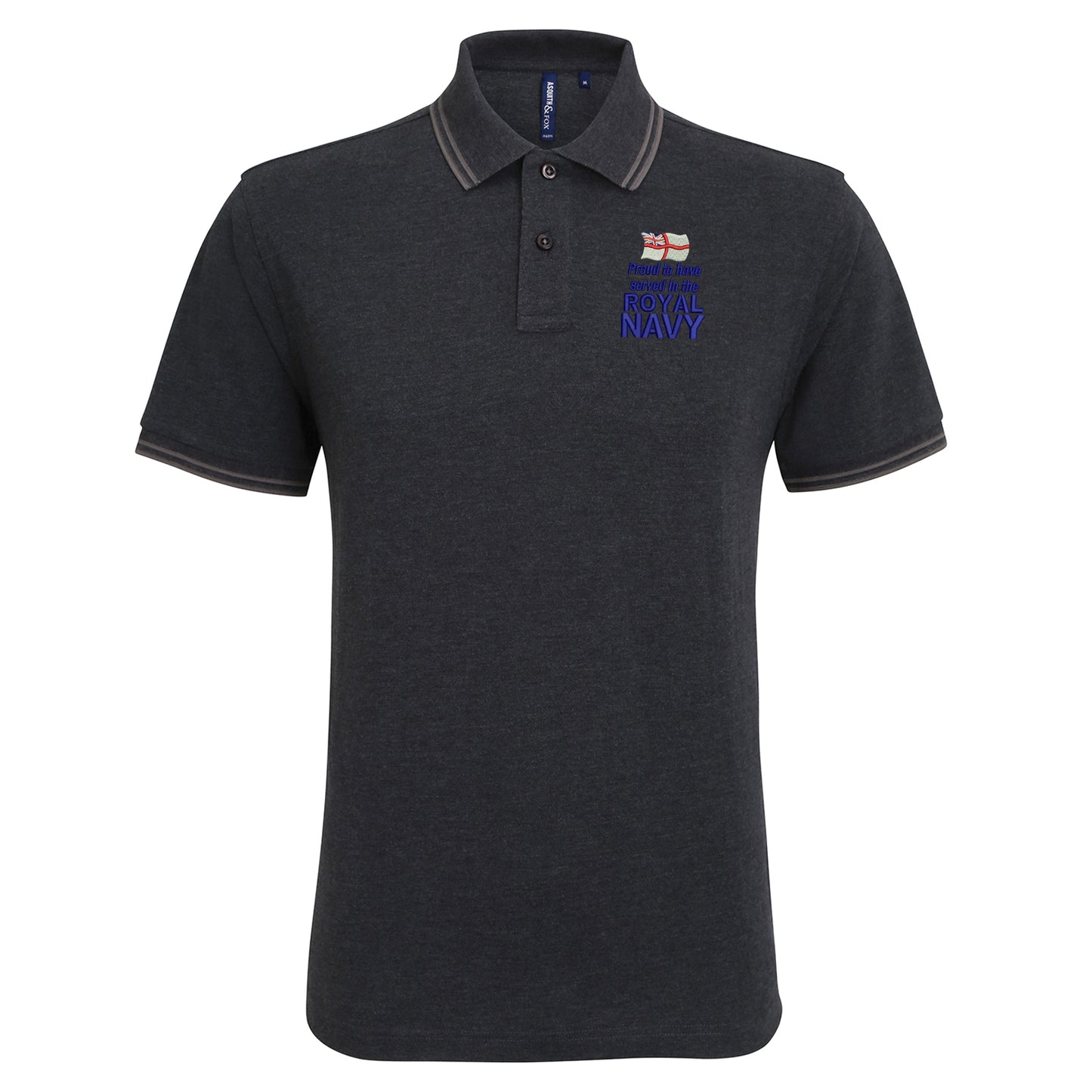 Proud to Have Served in The Royal Navy Embroidered Tipped Polo Shirt