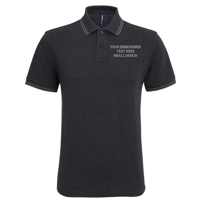 Personalised Custom Small Text Embroidered Tipped Polo Shirt