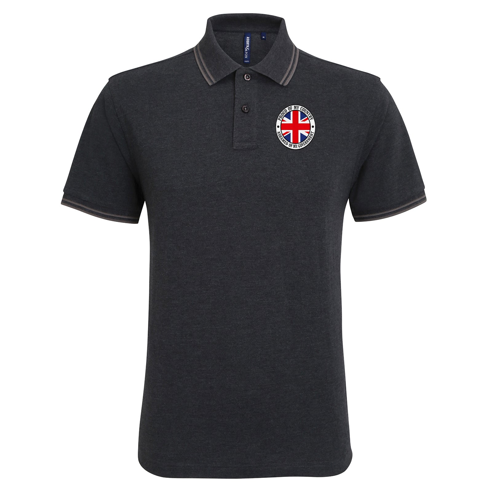 Proud of My Country Ashamed of My Government Tipped Polo Shirt