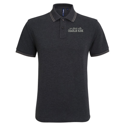 We Stand With Charlie Kirk Tipped Polo Shirt