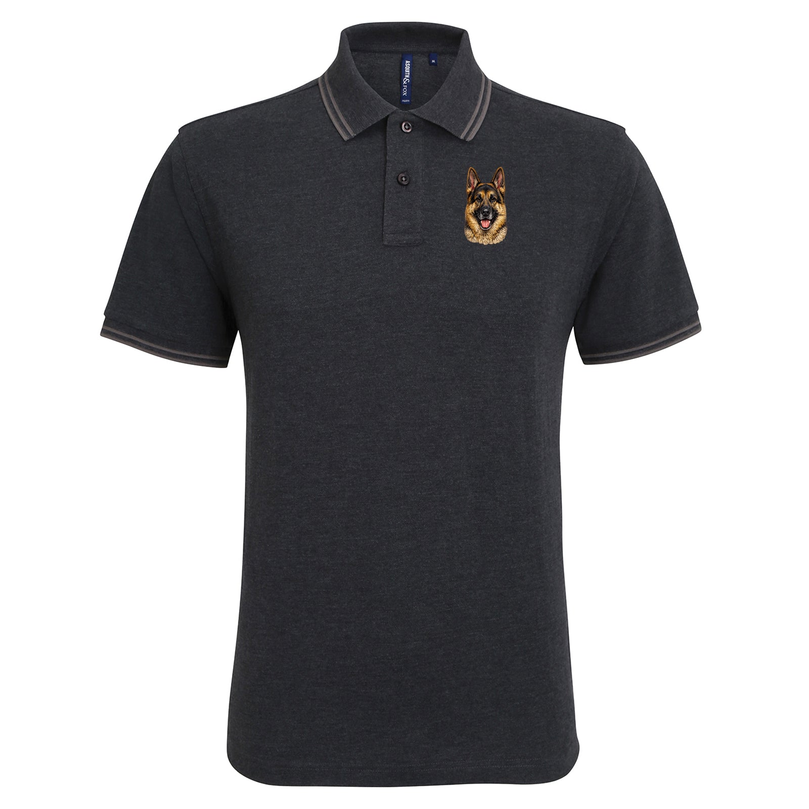 German Shepherd Dog Face Tipped Polo Shirt 