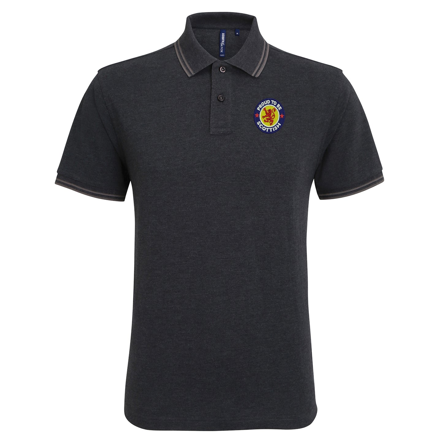 Proud to be Scottish Embroidered Tipped Polo Shirt