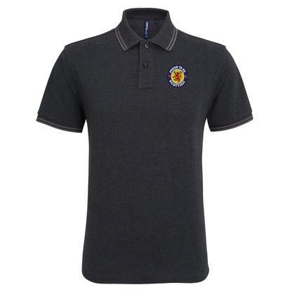 Proud to be Scottish Embroidered Tipped Polo Shirt