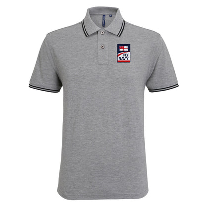 Fly Royal Navy Tipped Polo Shirt
