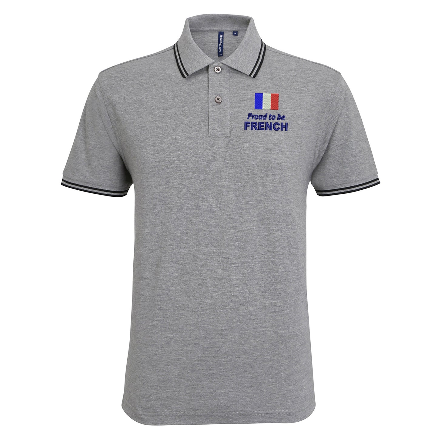 Proud to be French Embroidered Tipped Polo Shirt
