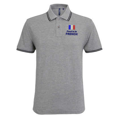 Proud to be French Embroidered Tipped Polo Shirt