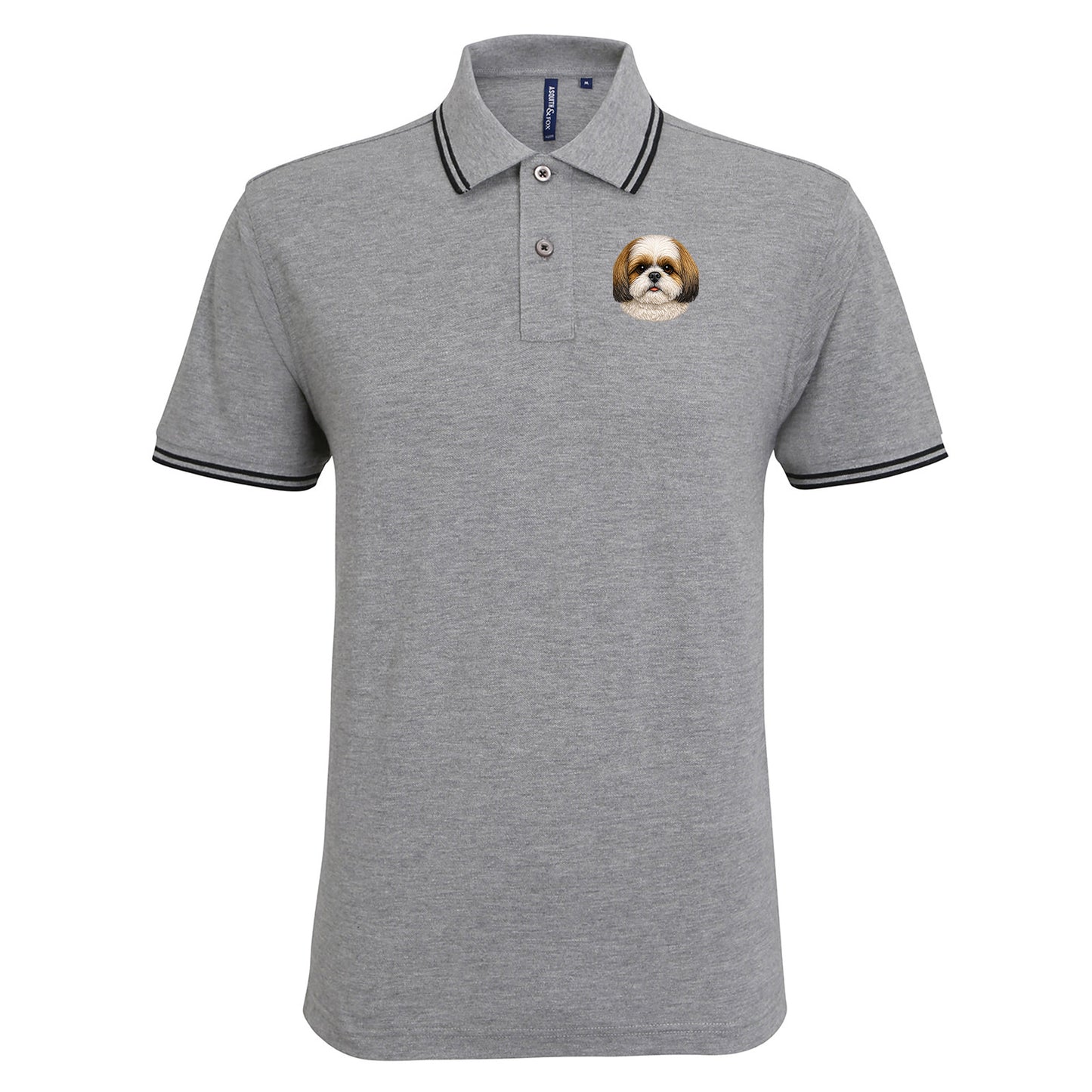 Shih Tzu Dog Face Tipped Polo Shirt