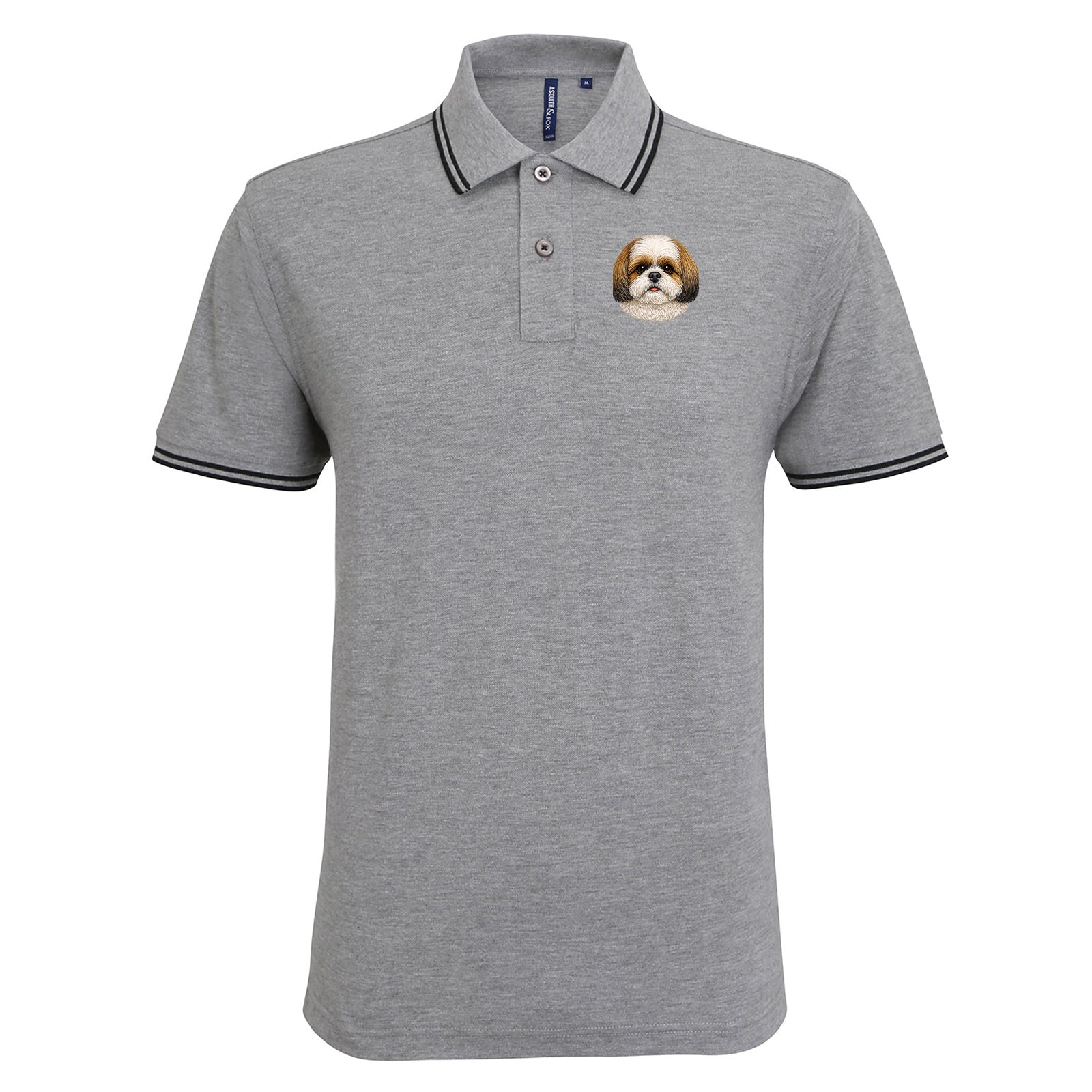 Shih Tzu Dog Face Tipped Polo Shirt