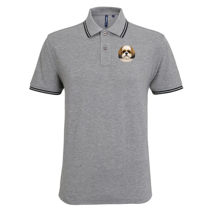 Shih Tzu Dog Face Tipped Polo Shirt