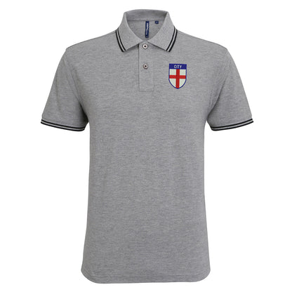 City Flag of England Shield Tipped Embroidered Polo Shirt