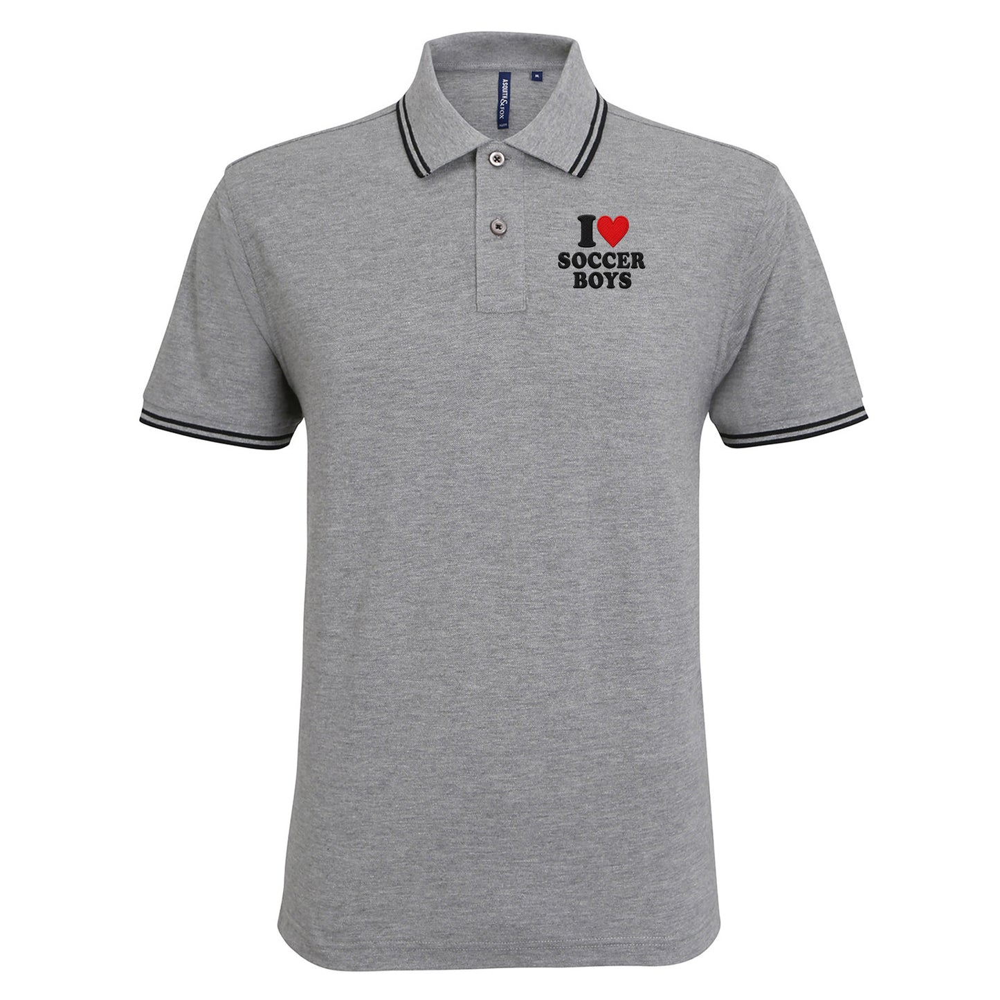 I Love Soccer Boys Tipped Polo Shirt 