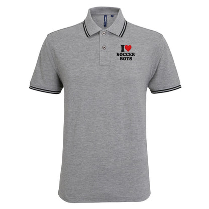 I Love Soccer Boys Tipped Polo Shirt 