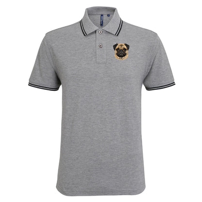 Pug Dog Face Tipped Polo Shirt