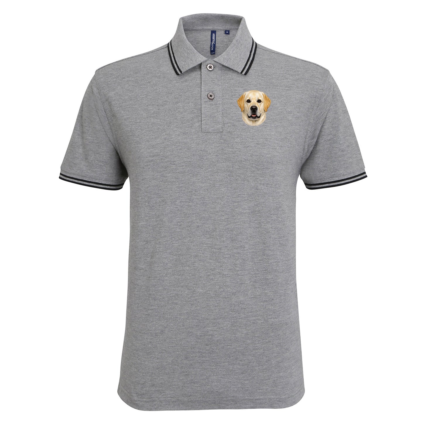 Yellow Labrador Dog Face Tipped Polo Shirt