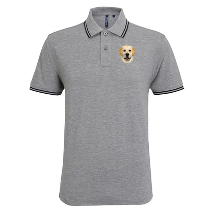 Yellow Labrador Dog Face Tipped Polo Shirt