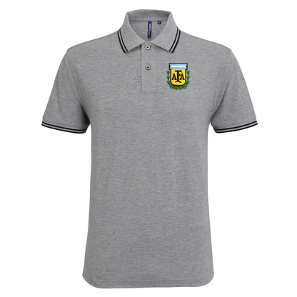 Old School Argentina Football Tipped Polo Shirt 