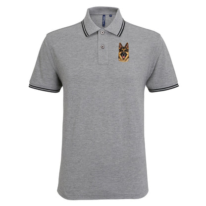 German Shepherd Dog Face Tipped Polo Shirt 